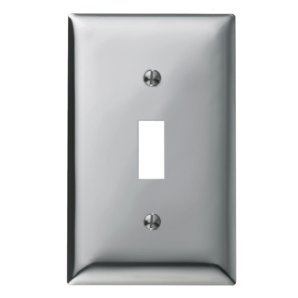 Hubbell Wiring Device-Kellems Wallplates and Boxes, Metallic Plates, 1- Gang, 1) Toggle Opening, Standard Size, Chrome Plated Steel SCH1